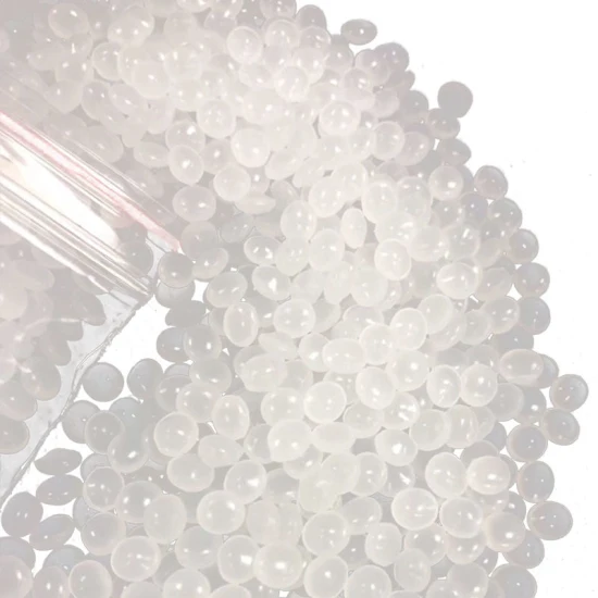 Recycled white plastic pellets - eco-friendly and sustainable materials.